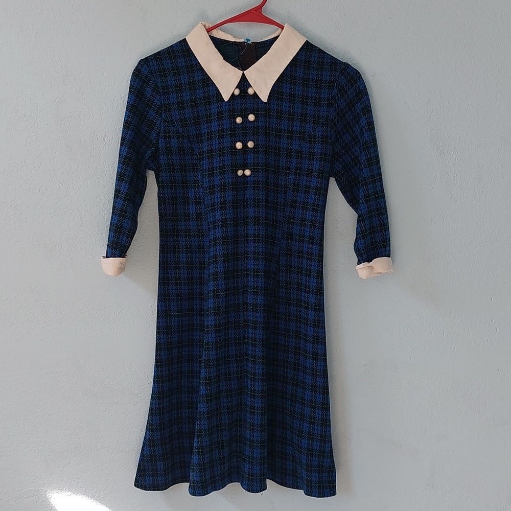 Vintage My Michelle Multicolor Plaid Long Sleeve Dress 32" Bust